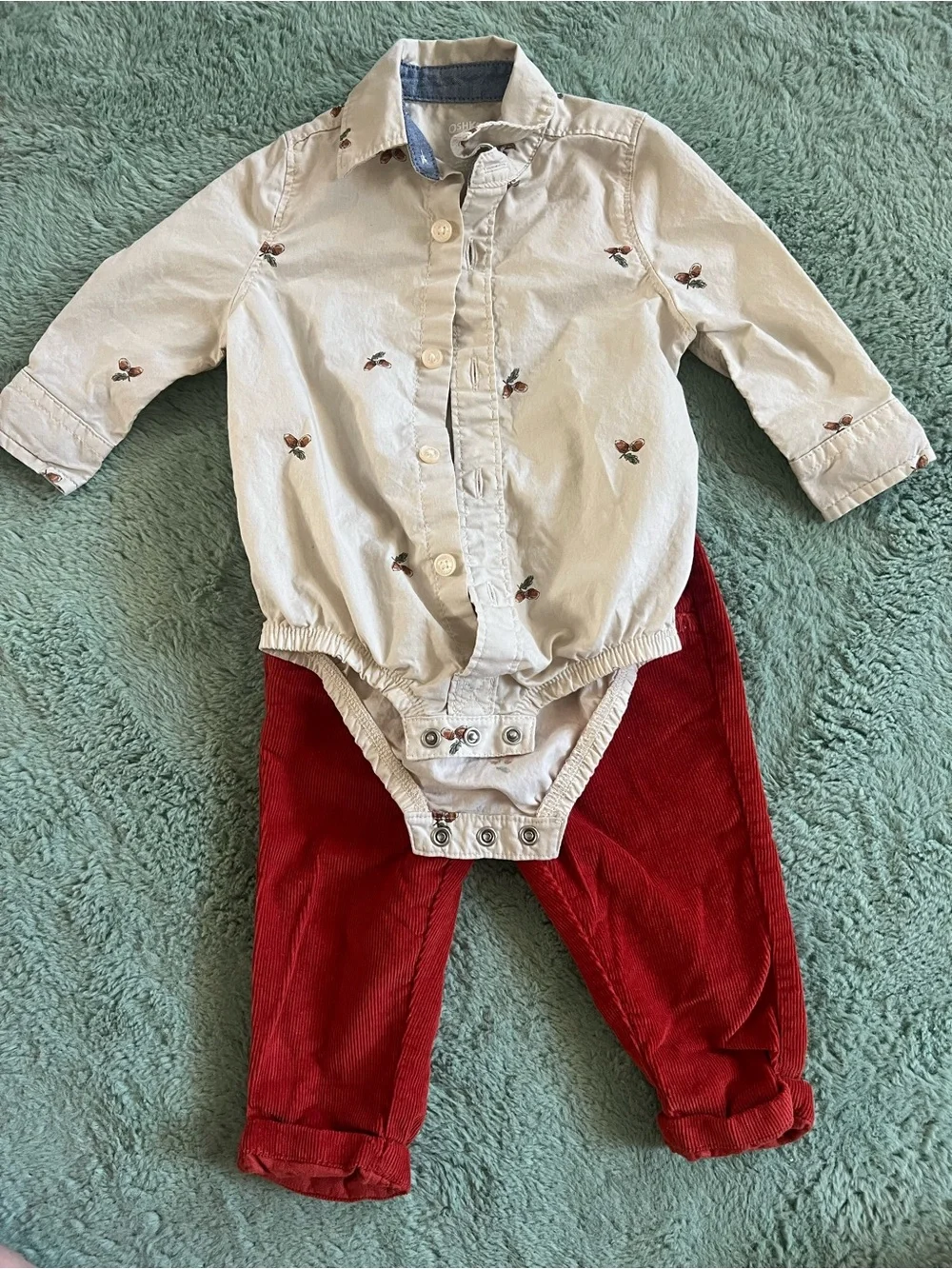 OshKosh B'gosh Acorn Infant Shirt Jacket w/ Rust Color Corduroys